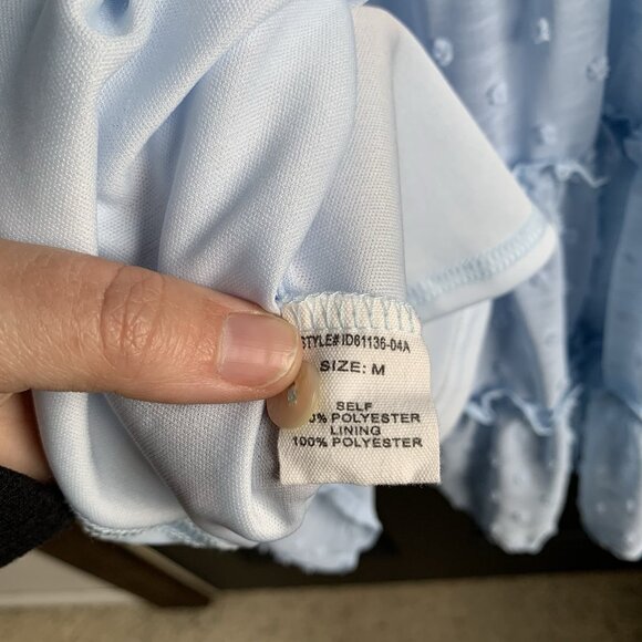 Altar’d State Eliza Dress French Blue Swiss Dot Women’s Size Medium Ruffles - Picture 11 of 15
